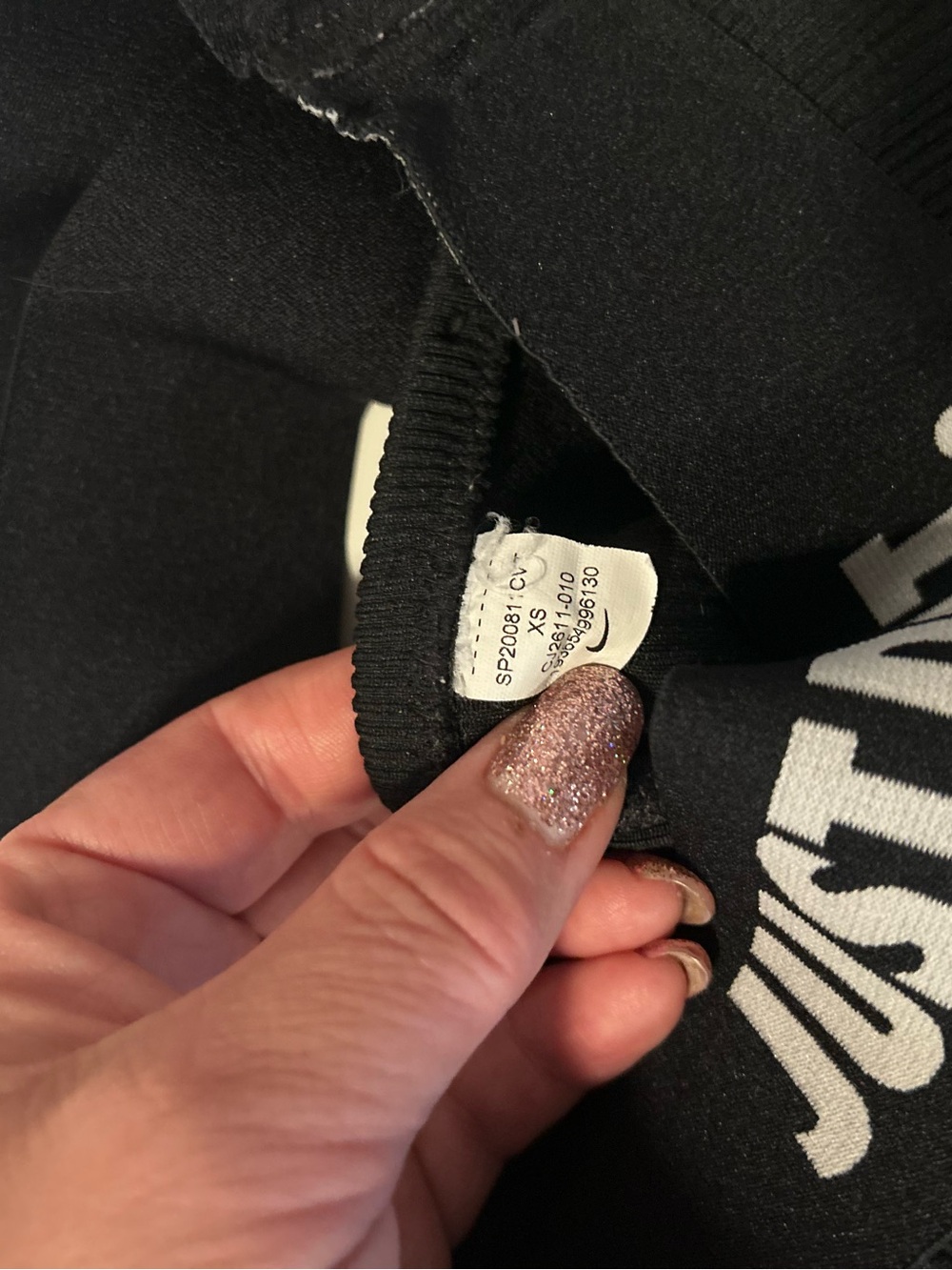 Nike Black High-Waist Ribbed Leggings with 'Just Do It.' Waistband - Picture 4 of 6